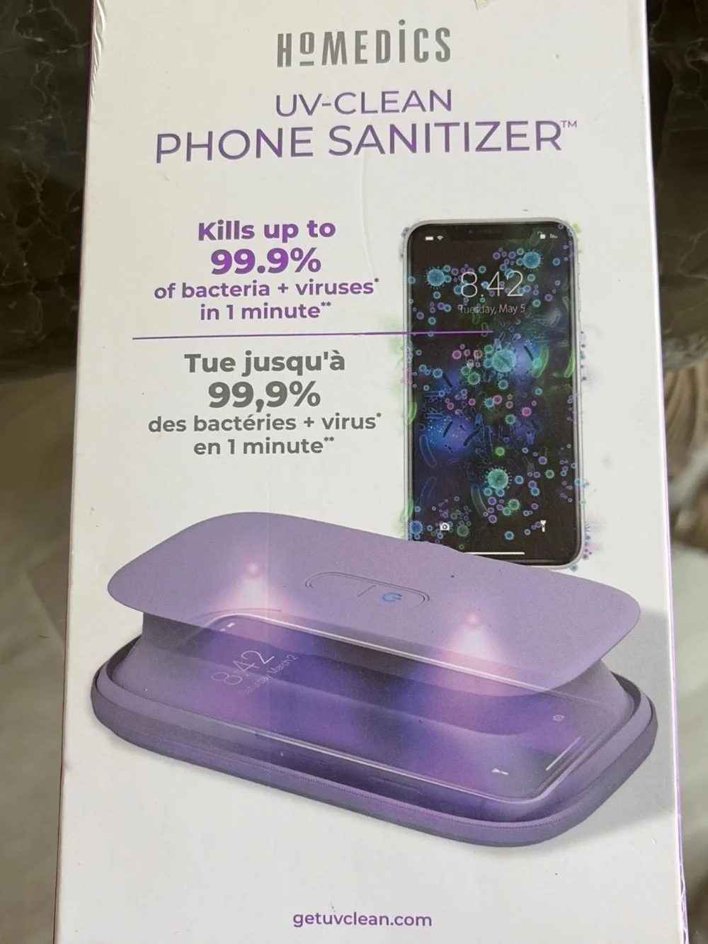 Homedics UV-Clean Phone Sanitizer in purple